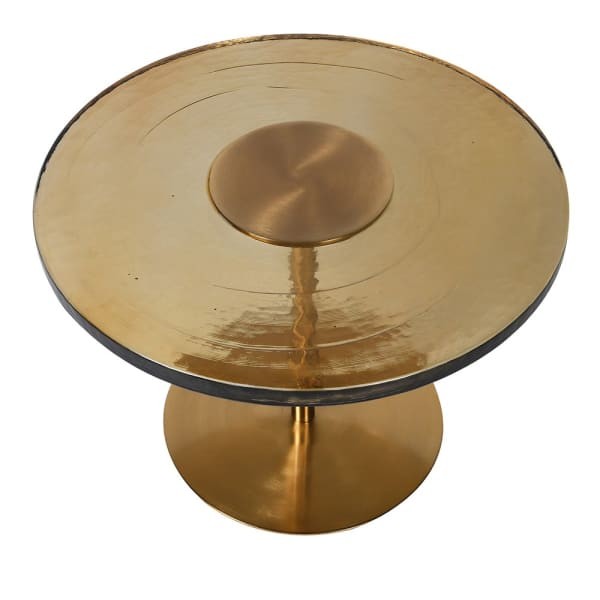 Złoty okrągły stolik kawowy Amber 61 cm