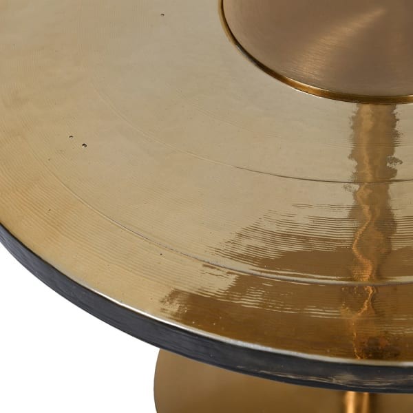 Okrągły szklany stolik Amber na złotej metalowej podstawie