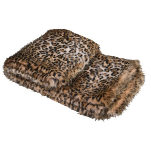 Narzuta Leopard 160x140 cm koc sztuczne futerko poliester akryl wzór cętki