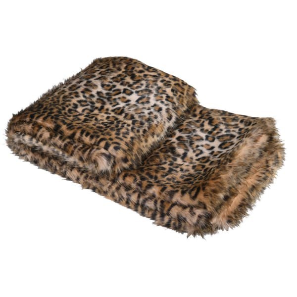 Narzuta koc w cętki Leopard 160x140 cm koc sztuczne futerko poliester akryl wzór cętki