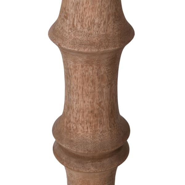 Lampa podłogowa Wooden Telcon 170 cm drewno mango beżowy lniany abażur