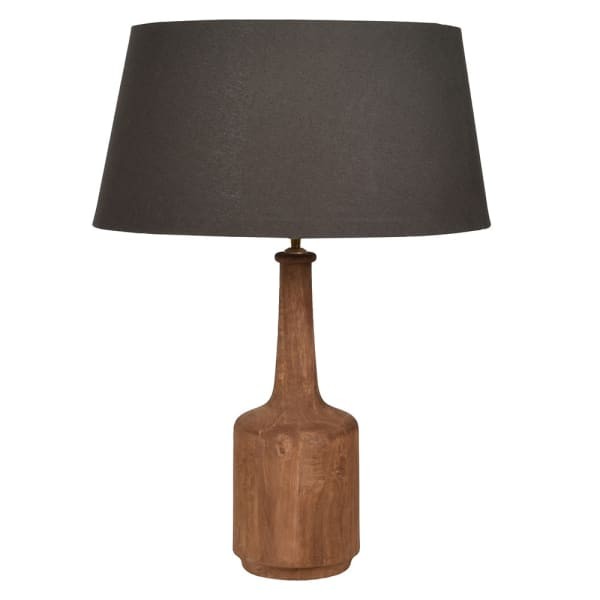 Lampa stołowa Wooden Fiador 78 cm drewno mango czarny bawełniany abażur
