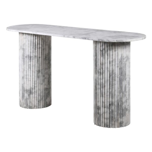 Konsola Marble Column z jasnego marmuru z kolumnową podstawą 153 cm