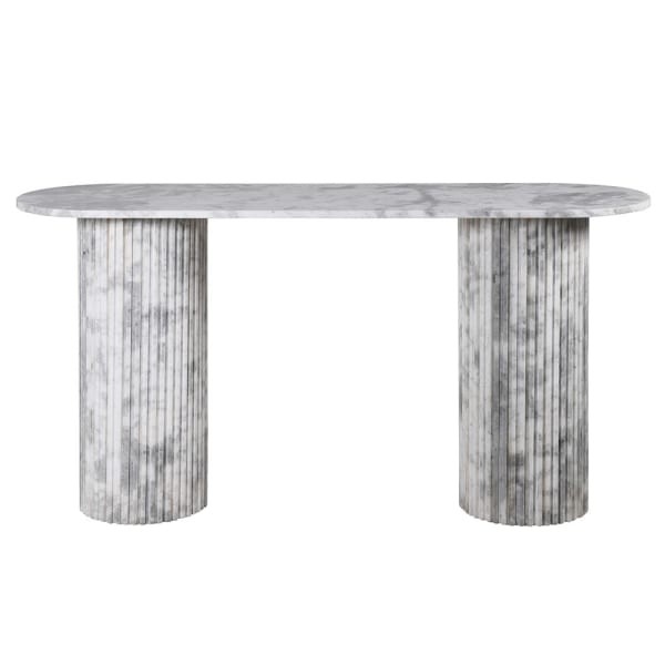 Konsola Marble Column z jasnego marmuru z kolumnową podstawą 153 cm