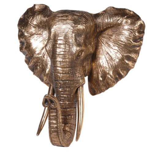 Ozdoba dekoracja naścienna Elephant 42x40 cm złoty słoń głowa słonia poliresin 