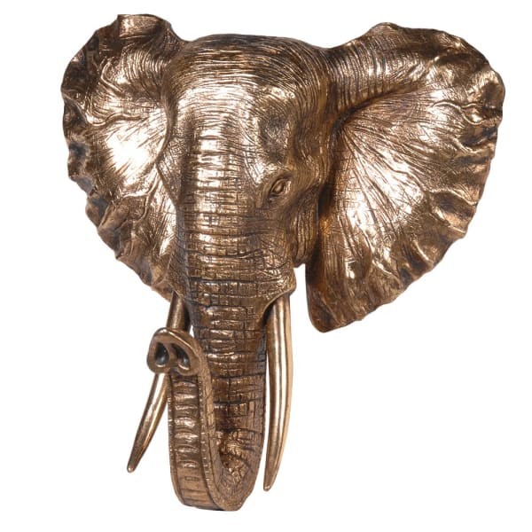 Złota dekoracja ścienna Elephant 42 cm – głowa słonia