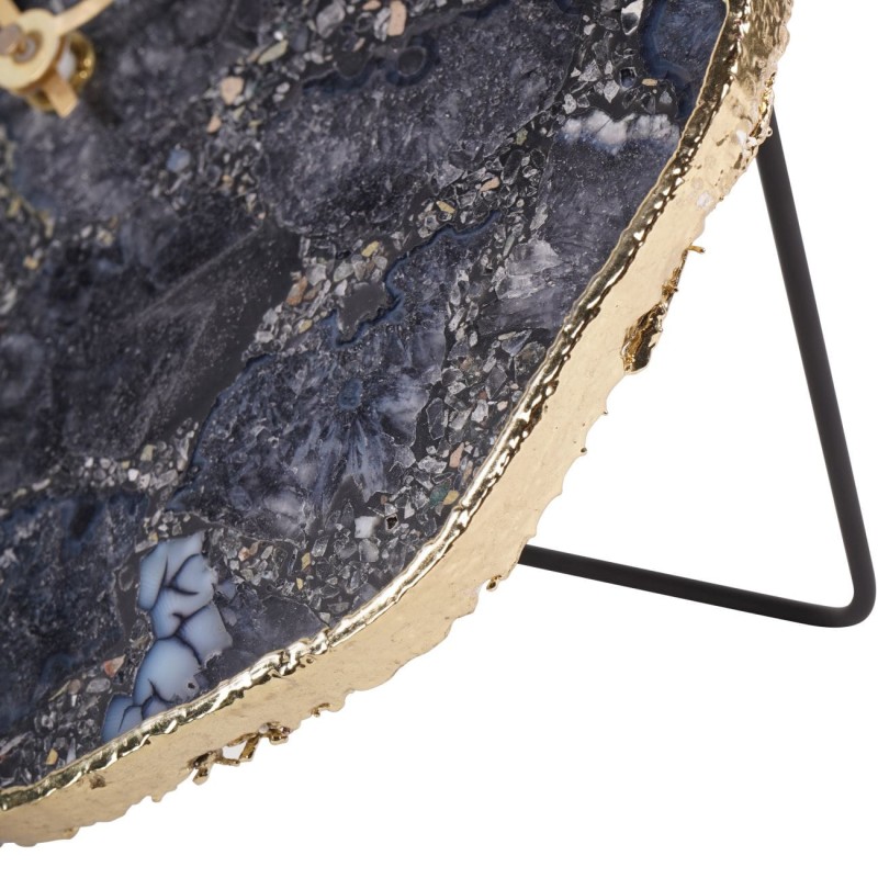 Zegar nablatowy Agate Dark 20 cm naturalny agat złote detale niebieski