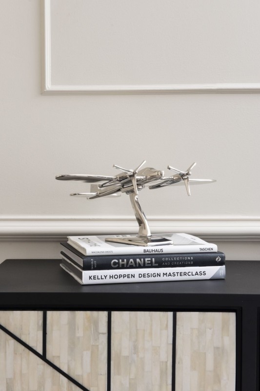 Srebrna figurka samolotu Plane Silver 40 cm