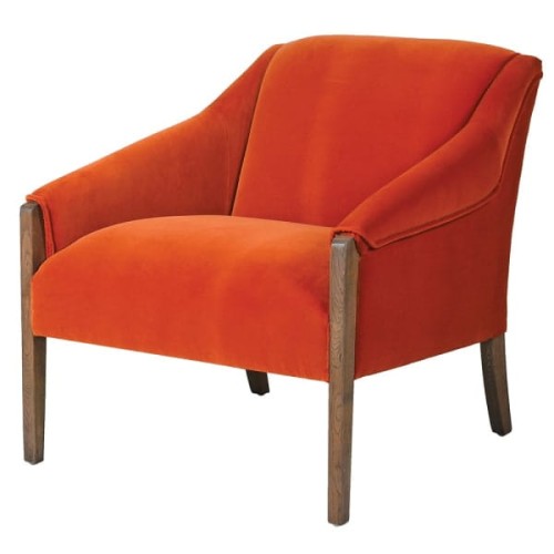 Fotel Camile Pumpkin pomarańczowy drewniana rama obicie bawełniany velvet