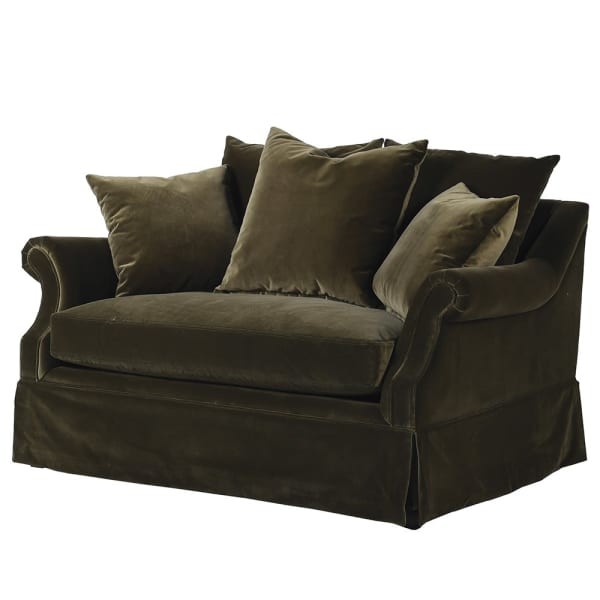 Duży Fotel Olive velvet bawełna 100% 140 cm szerokości wygodne poduchy