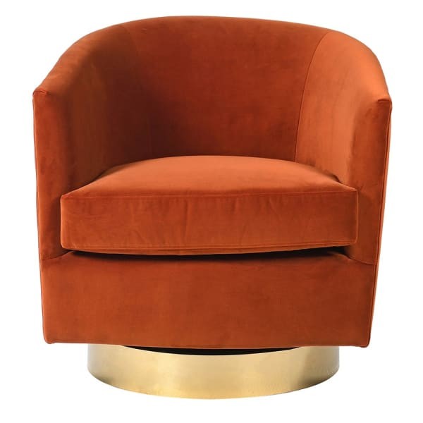 Pomarańczowy fotel obrotowy Belgrave Orange pomarańczowy na złotej podstawie