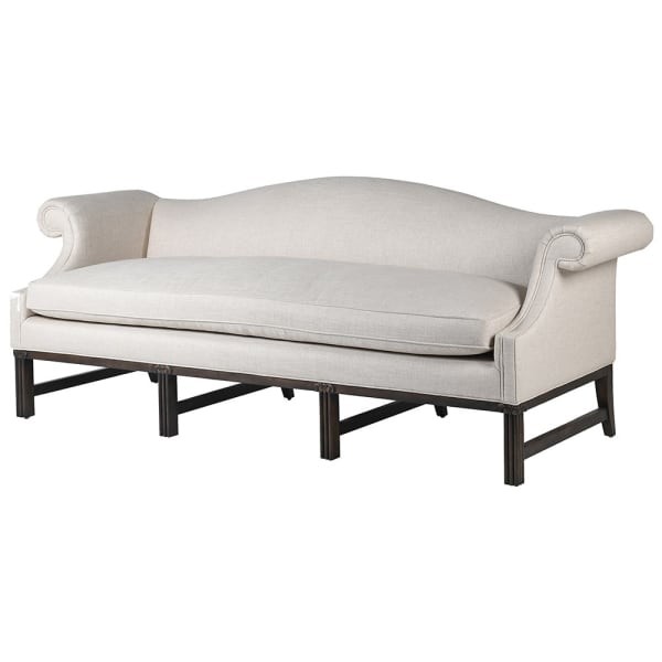 Lniana sofa Bromley lniana tapicerka 220 cm trzyosobowa kanapa na drewnianej podstawie