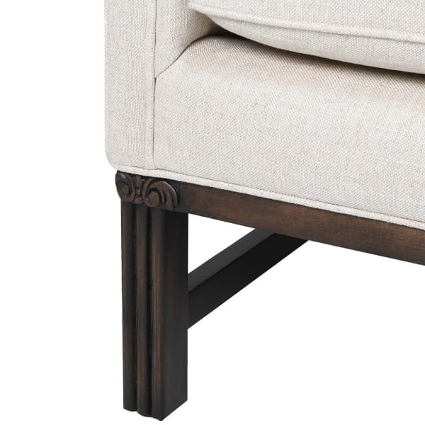 Lniana sofa Bromley lniana tapicerka 220 cm trzyosobowa kanapa na drewnianej podstawie