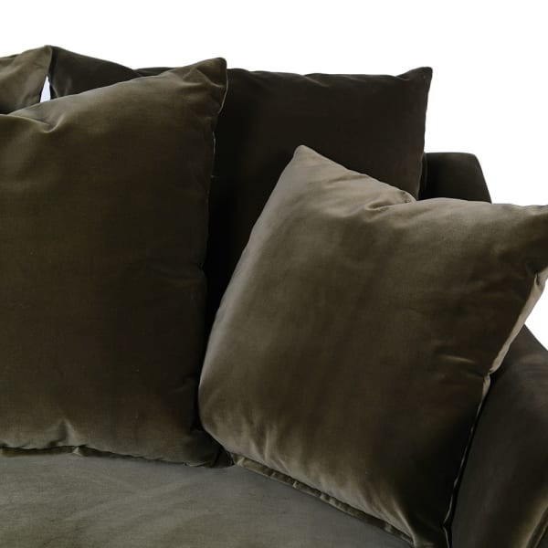 Sofa trzyosobowa Olive velvet bawełna 100% 240 cm szerokości wygodne poduchy