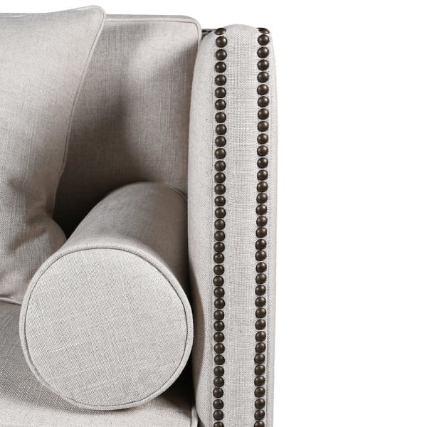 Sofa Orpington lniana tapicerka 177 cm trzyosobowa kanapa jasna