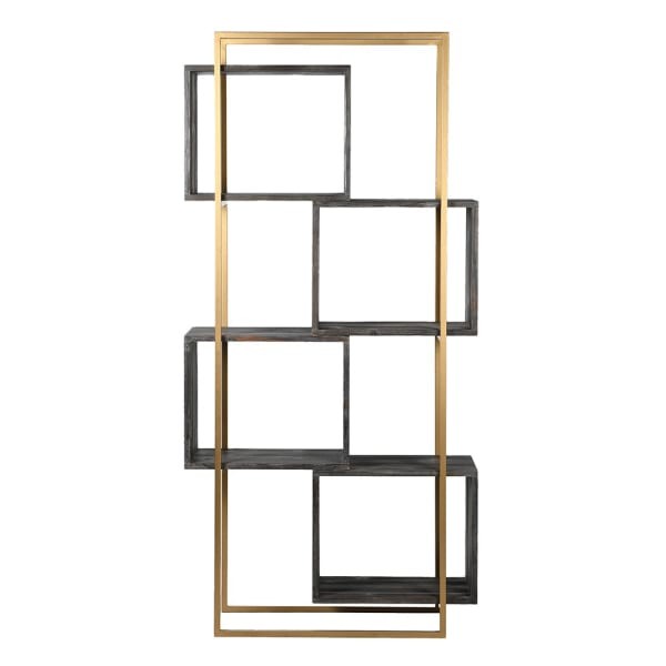 Nowoczesny Regał Finchley Cube 195x94,5 cm żelazna rama drewno z odzysku