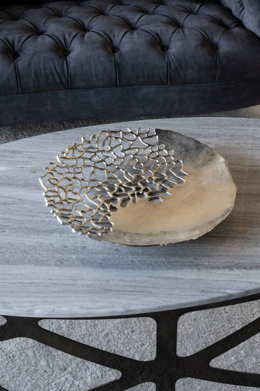 Patera Chelsea aluminium srebrna 40 cm okrągła