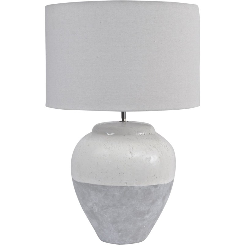 Lampa Caroline Grey L 77 cm porcelanowa podstawa biały lniany klosz