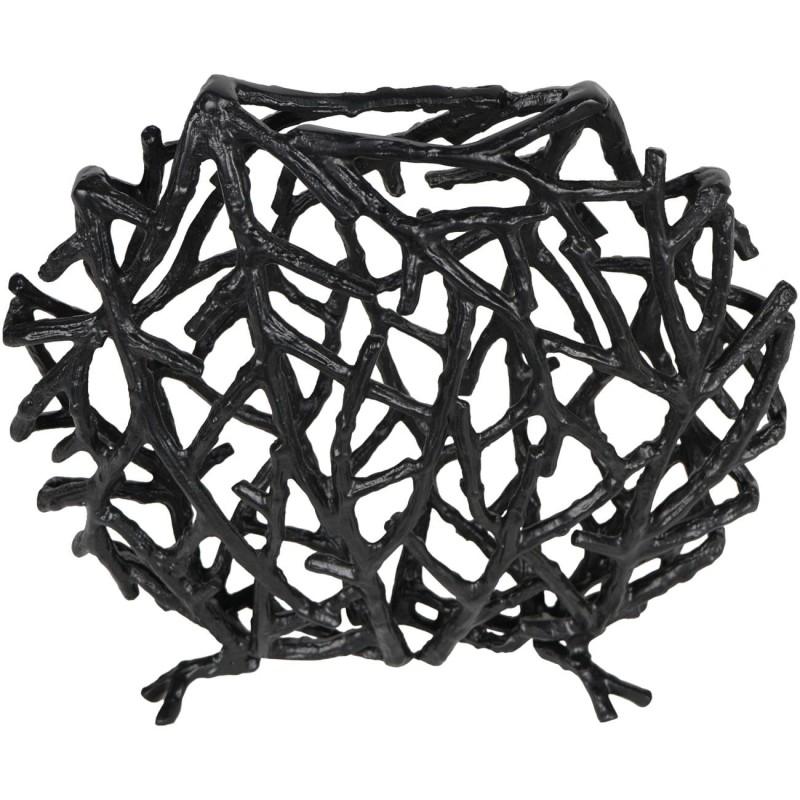 Okrągła dekoracyjna Waza Sloane Black Round 31 cm czarna metalowa waza rzeźbiona