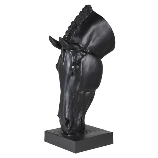 Czarna rzeźba głowy konia Horse o wysokości 70 cm
