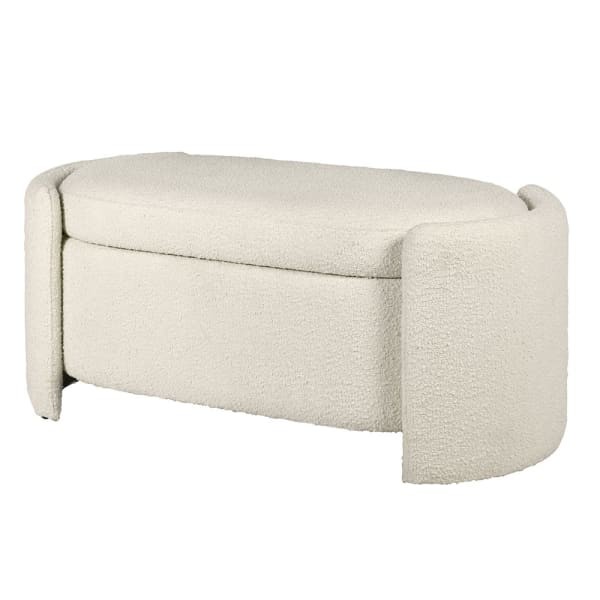 Skrzynia ławka Luxury Boucle 111 cm tkanina boucle bukla kremowa