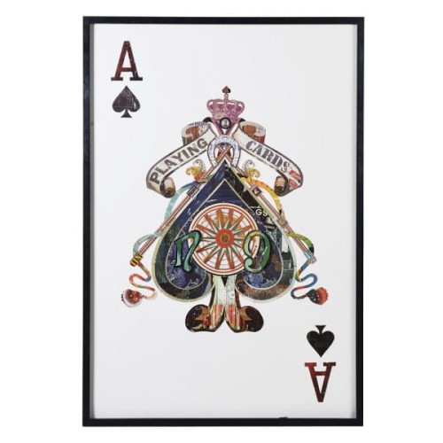 Obraz Ace 100x145 cm czarna rama motyw karciany as
