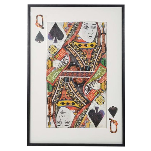 Obraz Queen dama pikowa 100x145 cm czarna rama motyw karciany