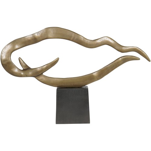 Rzeźba Waves Gold 84 cm – duża abstrakcyjna dekoracja z aluminium
