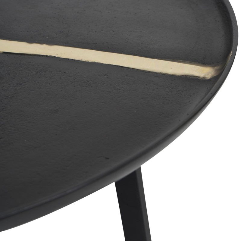 Stoliki kawowe Misty Black 72 i 62 cm średnicy komplet dwa stoliki czarne okrągłe aluminium złote detale