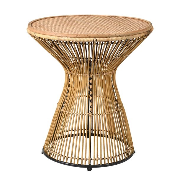 Okrągły Stolik boczny Toba Natural 62 cm pleciona rama rattan