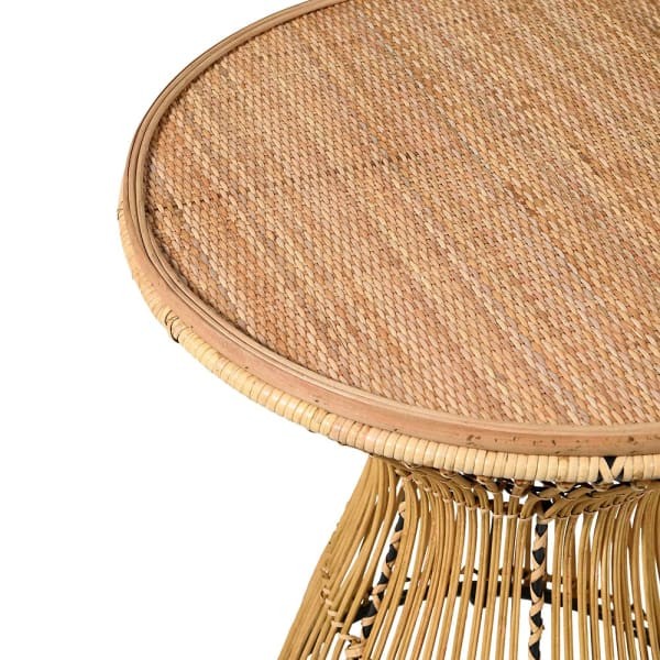 Okrągły Stolik boczny Toba Natural 62 cm pleciona rama rattan
