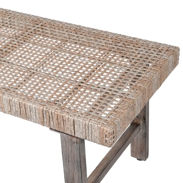Ławka Toba Natural 126 cm pleciona rama rattan aluminium