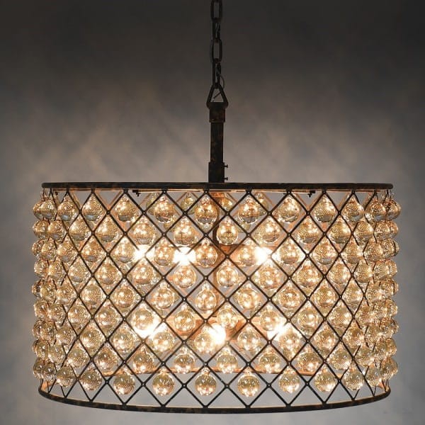Żyrandol kryształowy Royal 70x41 cm żelazo bursztynowe kryształy