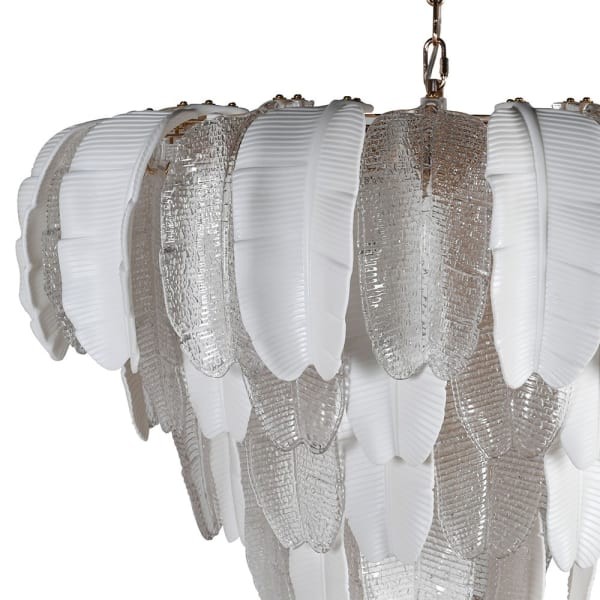 Żyrandol Leaf White 75x60 cm białe i przeźroczyste liście pięć poziomów