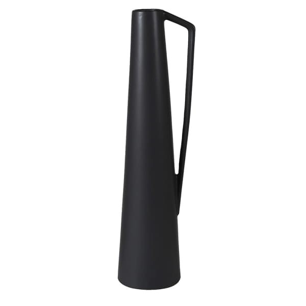 Wysoki czarny wazon ceramiczny 50,5 cm z uchwytem