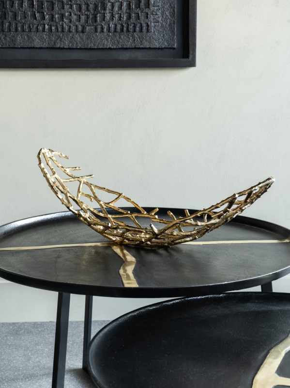 Patera Sloane Gold 62 cm aluminium złoty ażurowy misa dekoracyjna