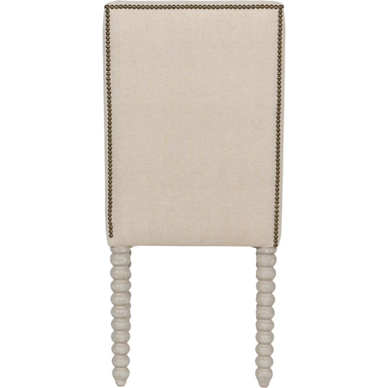 Krzesło tapicerowane Robust krem drewniane zdobione nogi dekoracyjne naszycia