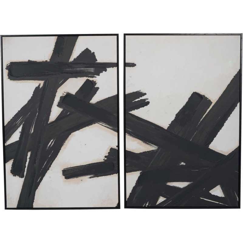 Nowoczesny obraz dwa panele Brush 160x120 cm czerń i biel abstrakcja