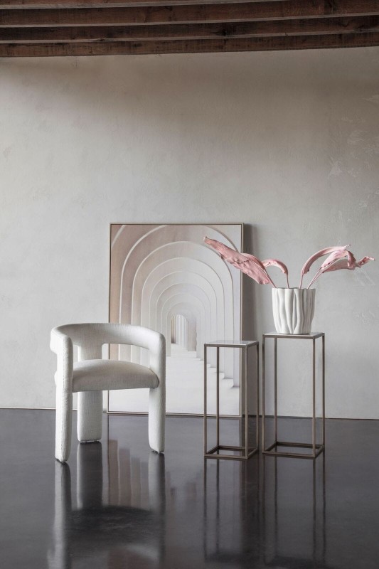 Krzesło fotel Ivory 72 cm całość tapicerowana bawełna białe krzesło