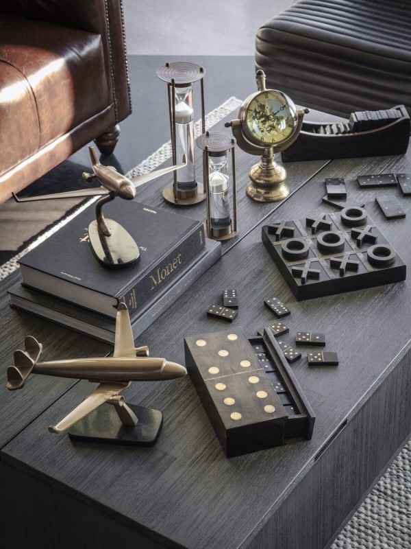 Dekoracyjna gra Domino Brass 20 cm zdobione pudełko ozdoba wnętrza gra domino