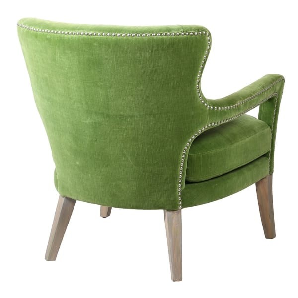 Zielony Fotel Pico pistacjowy 82 cm bawełna drewniane nóżki
