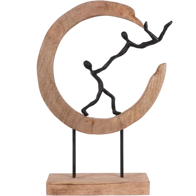 Rzeźba Wooden Play 46 cm bawiąca się para czerń i drewno
