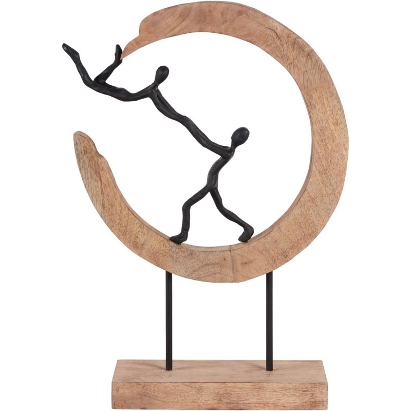 Rzeźba Wooden Play 46 cm bawiąca się para czerń i drewno