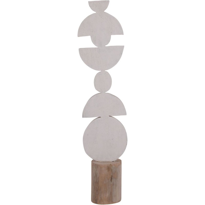 Duża rzeźba Totem 64 cm nowoczesna drewniana abstrakcyjna biel i drewno