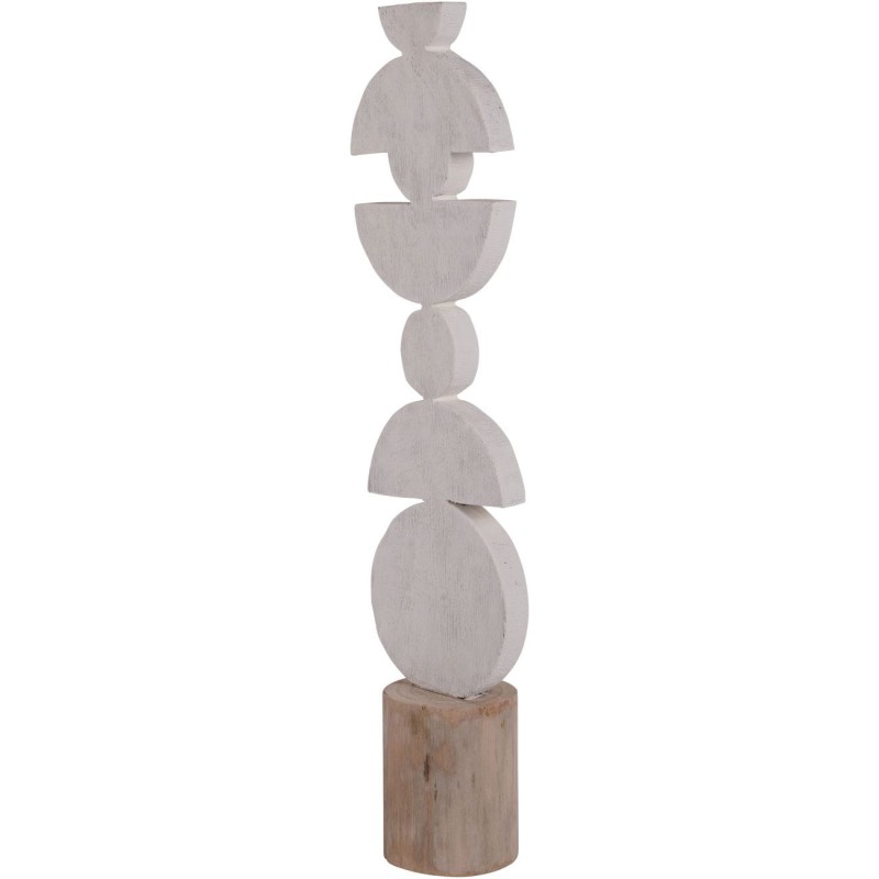 Duża rzeźba Totem 64 cm nowoczesna drewniana abstrakcyjna biel i drewno