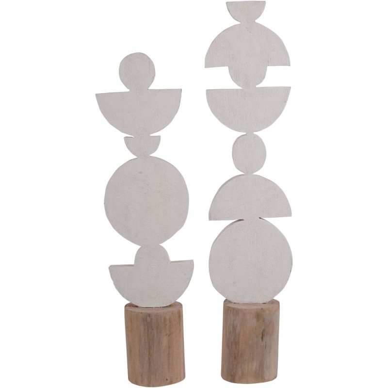 Duża rzeźba Totem 64 cm nowoczesna drewniana abstrakcyjna biel i drewno