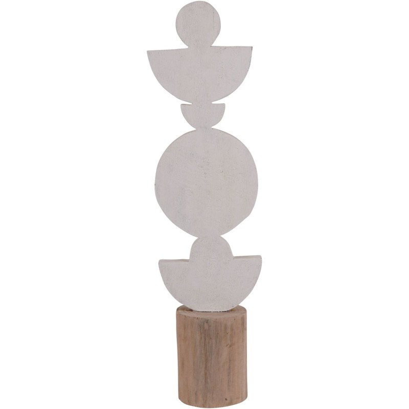 Duża rzeźba Totem 47 cm nowoczesna drewniana abstrakcyjna biel i drewno