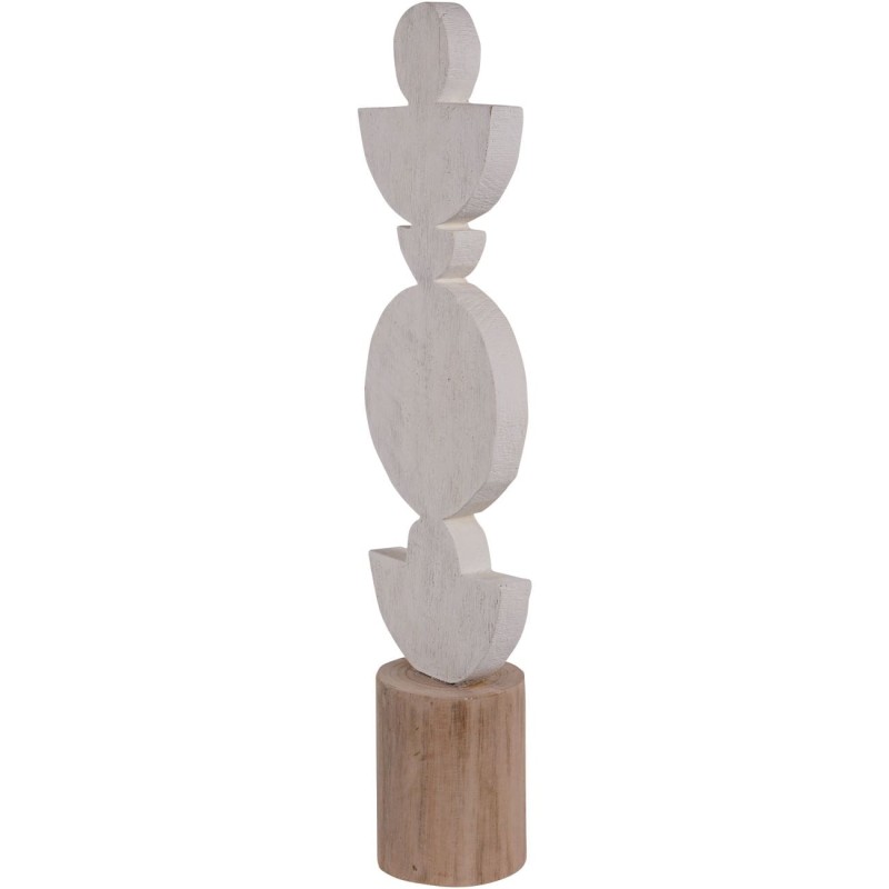 Duża rzeźba Totem 47 cm nowoczesna drewniana abstrakcyjna biel i drewno