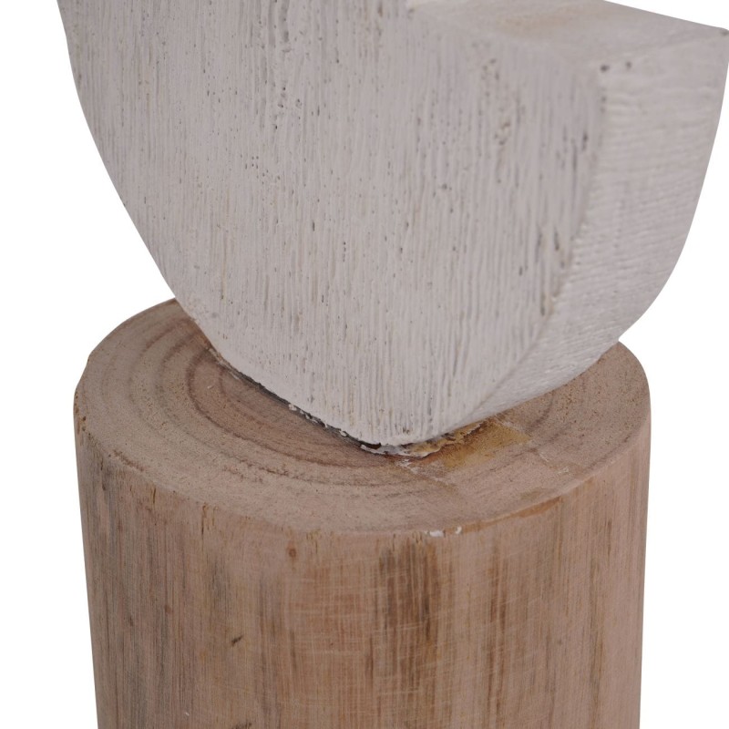 Duża rzeźba Totem 47 cm nowoczesna drewniana abstrakcyjna biel i drewno