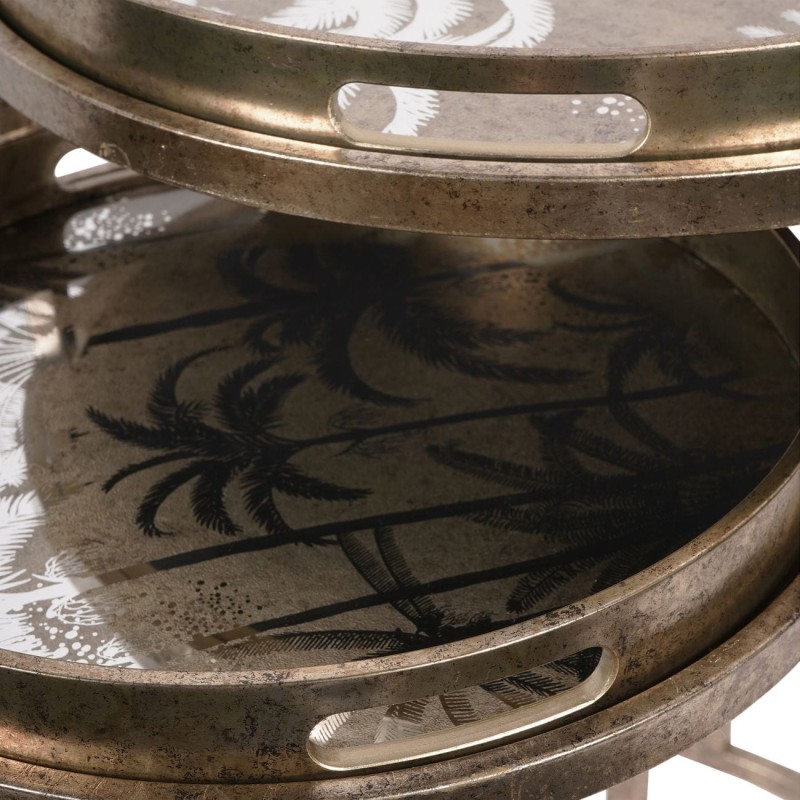 Stoliki boczne Palm Gold ze zdejmowanym blatem złote stoliki pomocnicze